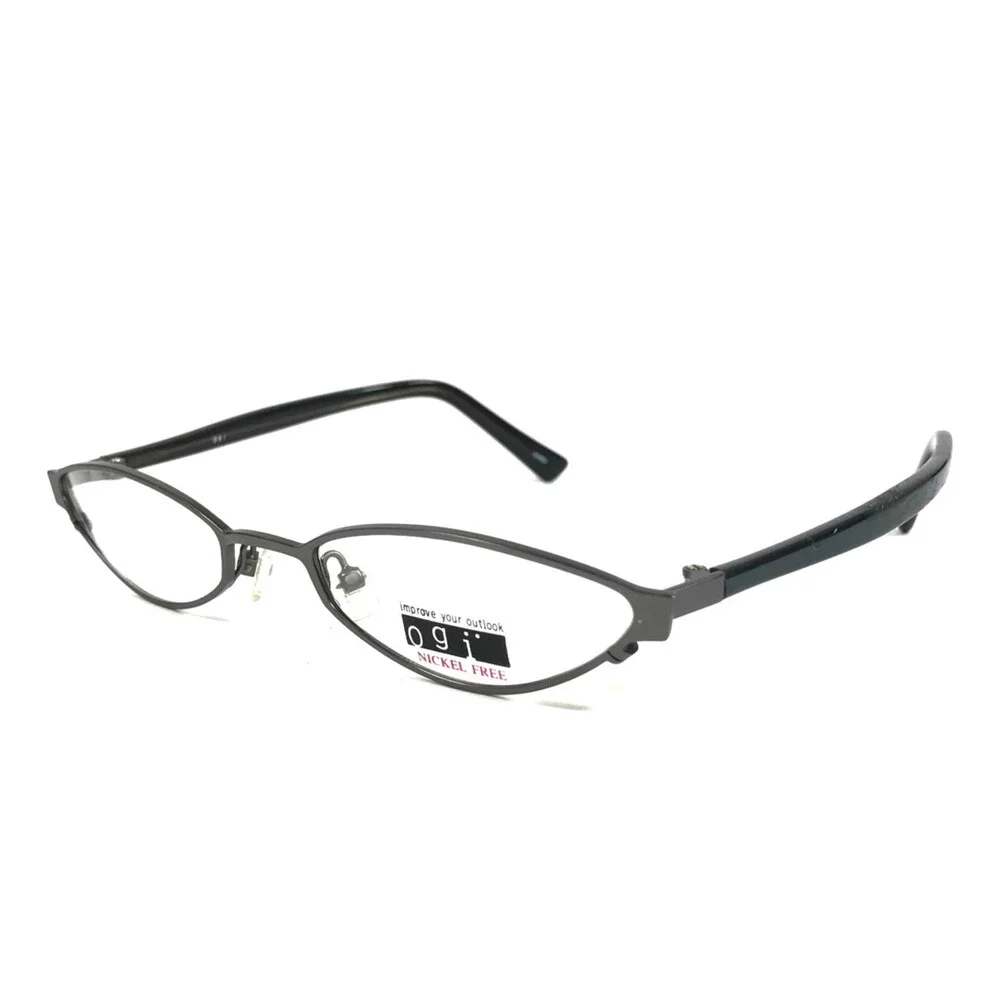 ogi Petite Eyeglasses Frames 9018 COL. 13 Gunmetal Cat Eye Wire Rim 50-19-135